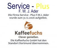 Die Firma Service - Plus F.W.J. Ader wurde zum 31.12.2025 aufgelöst. Die Kaffeefuchs GmbH hat den Standort Dortmund übernommen.